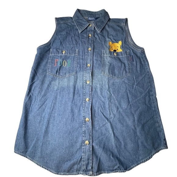 VTG Winnie the Pooh‎ Denim Vest Size Medium - Embroidered Disney - Picture 1 of 6
